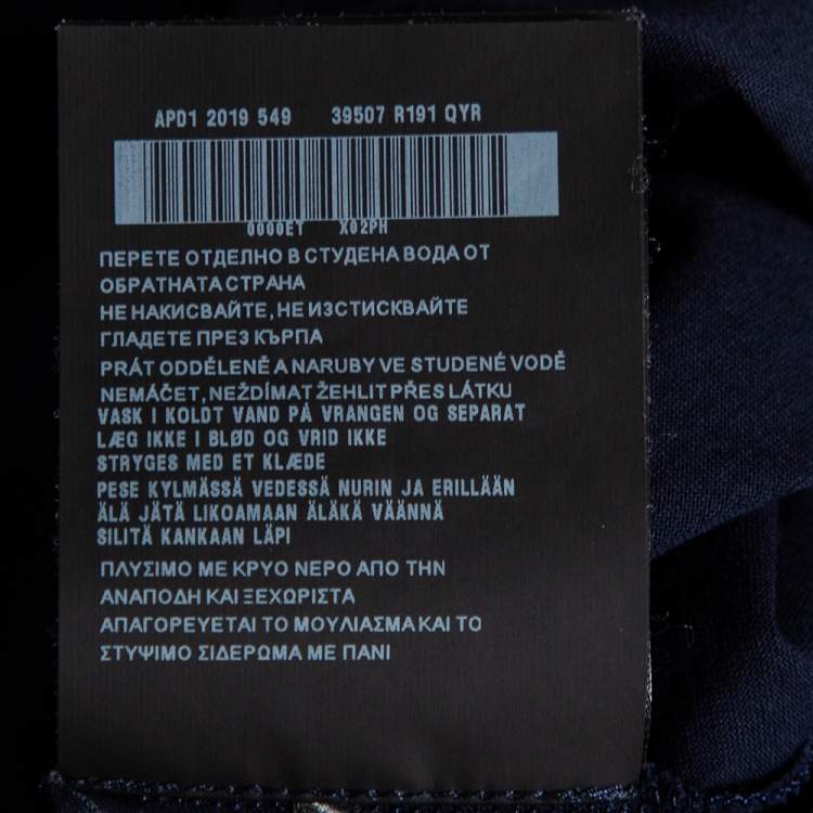 Pre Owned Prada Navy Blue Cotton Logo Printed Short Sleeve T-Shirt S