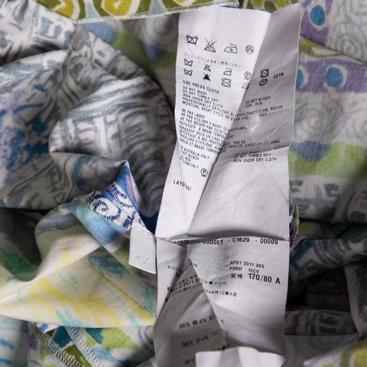 Pre Owned Prada Multicolored Printed Cotton Gathered Short Dress S 