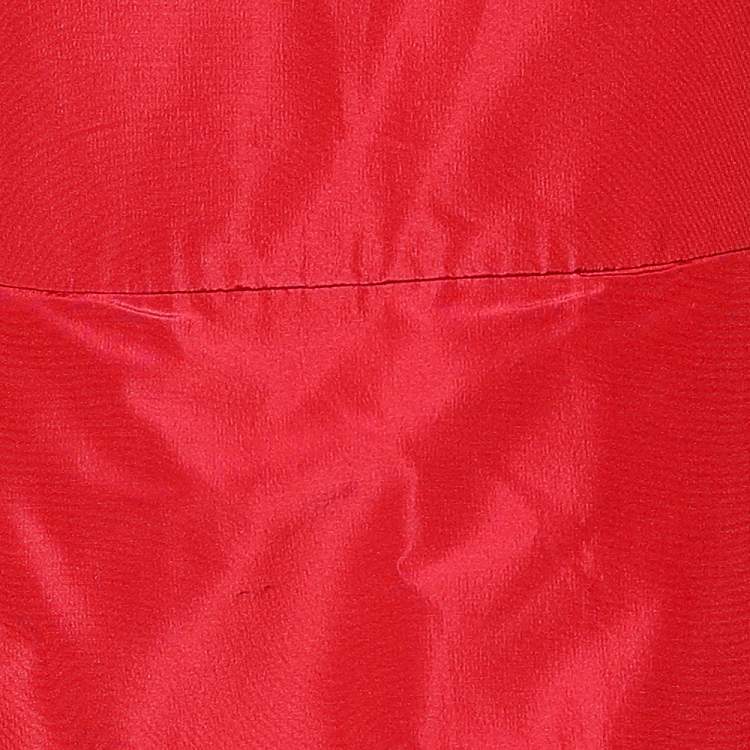 Pre Owned Prada Red Silk Taffeta Pleated Midi Dress S