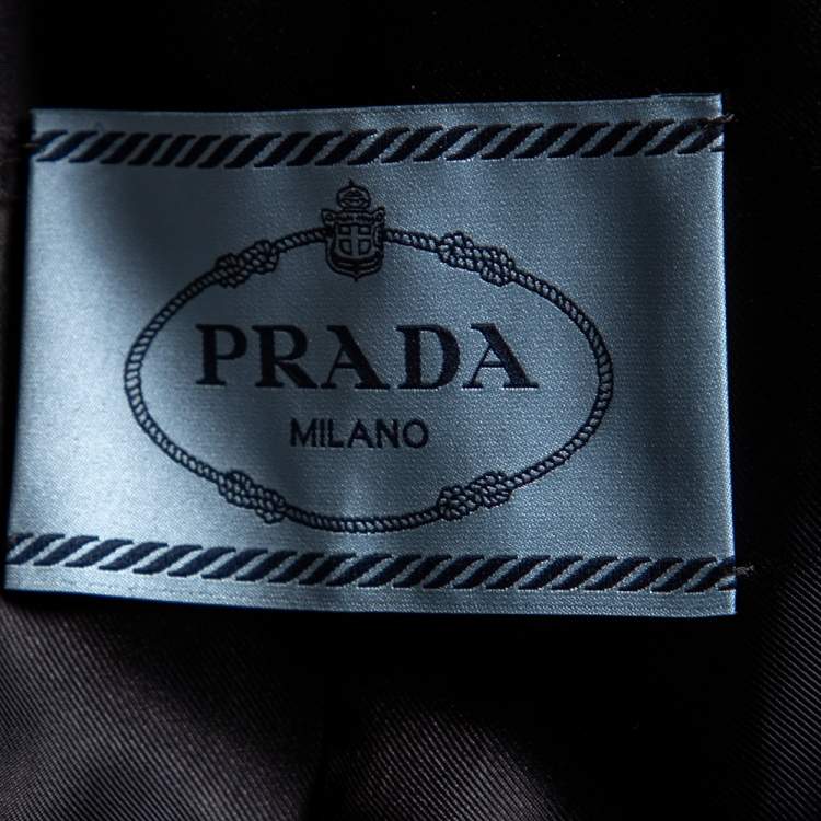 Pre Owned Prada Red & Black Pattered Wool Double Breasted Cape Coat M