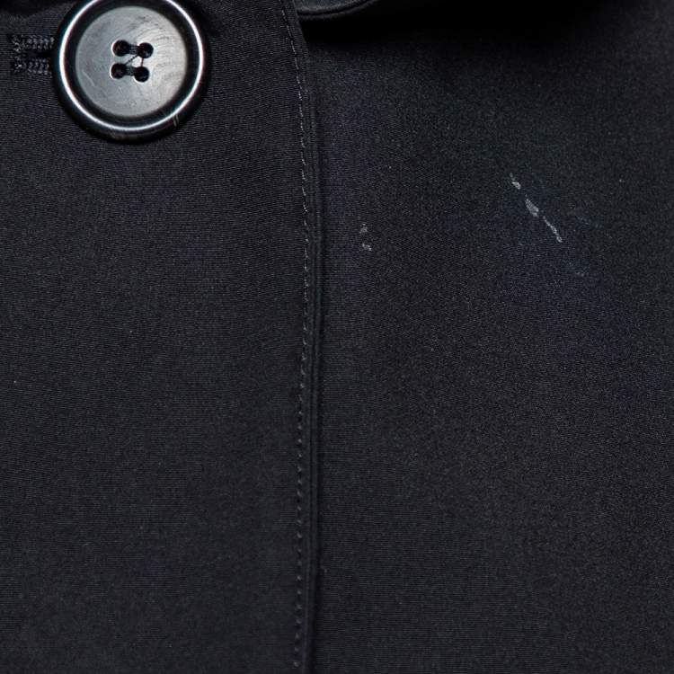Pre Owned Prada Black Gabardine Flared Hem Detail Trench Coat XS