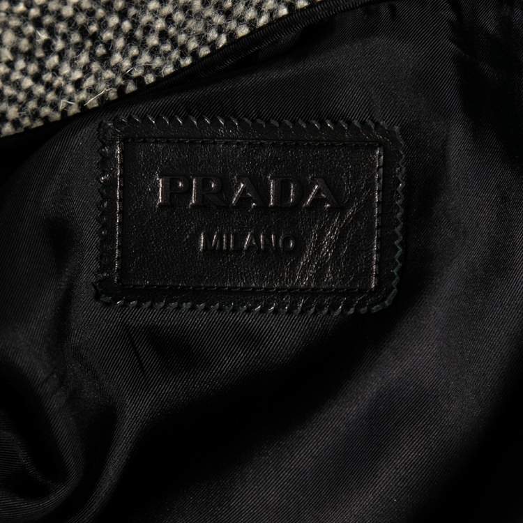 Pre Owned Prada Monochrome Ombre Effect Wool & Leather Detailed Oversized Coat S