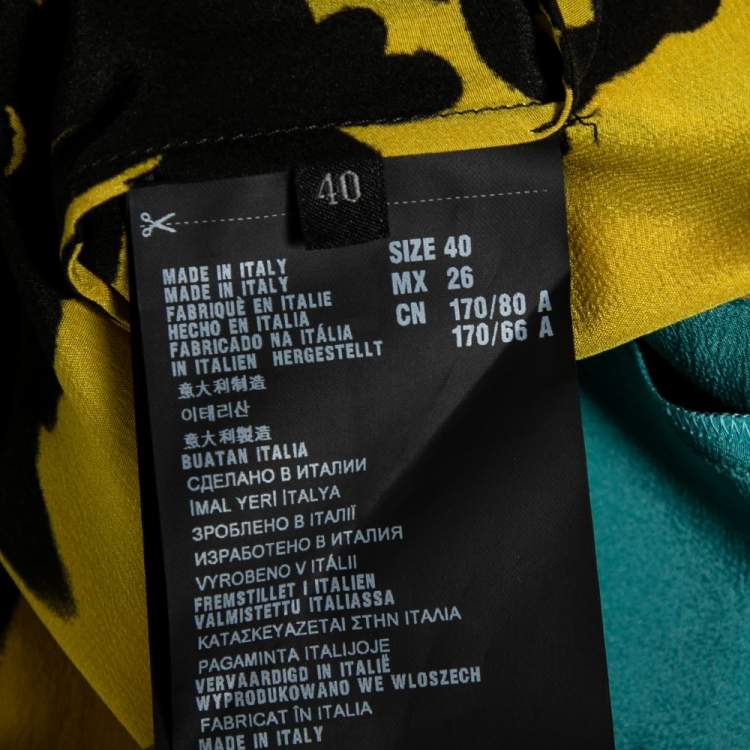 Pre Owned Prada Multicolor Printed Silk Pleated Detail Shift Dress S