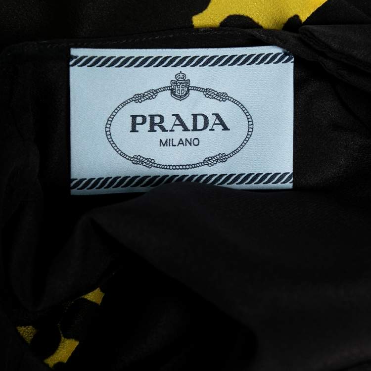 Pre Owned Prada Multicolor Printed Silk Pleated Detail Shift Dress S