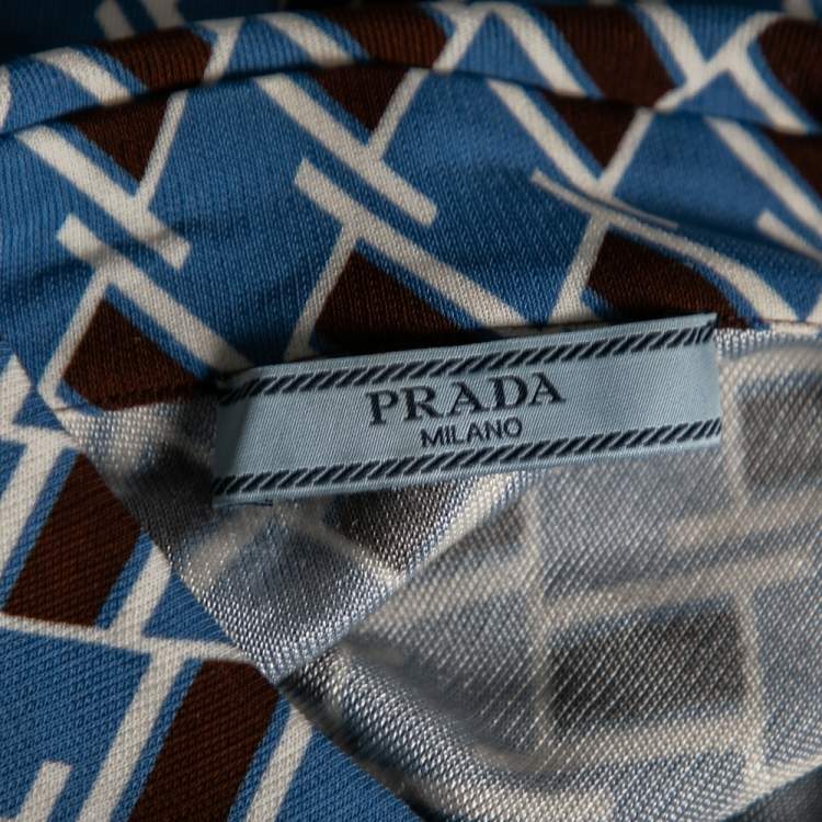 Pre Owned Prada Blue Argyle Print Long Sleeve Shirt M