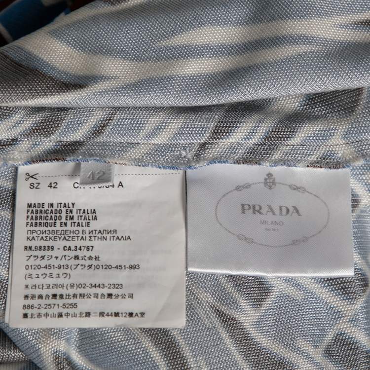 Pre Owned Prada Blue Argyle Print Long Sleeve Shirt M