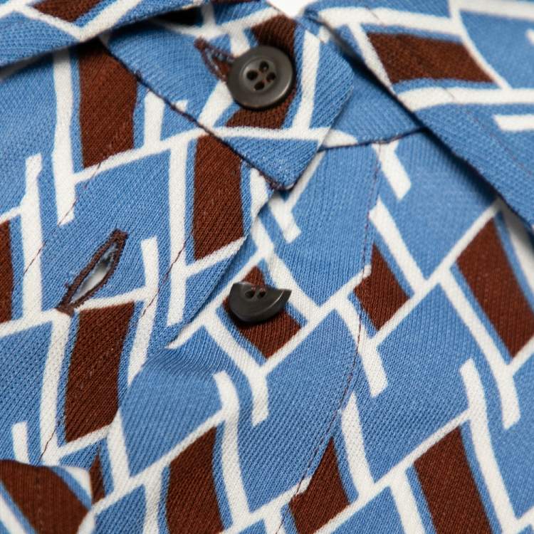 Pre Owned Prada Blue Argyle Print Long Sleeve Shirt M