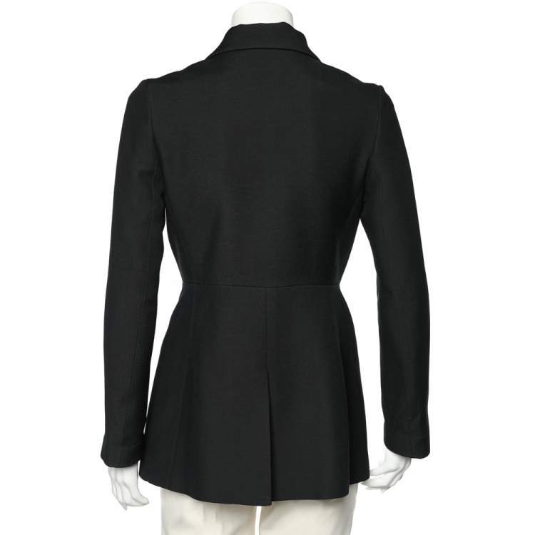 Pre Owned Prada Black Wool & Silk Embellished Detail Button Front Jacket M