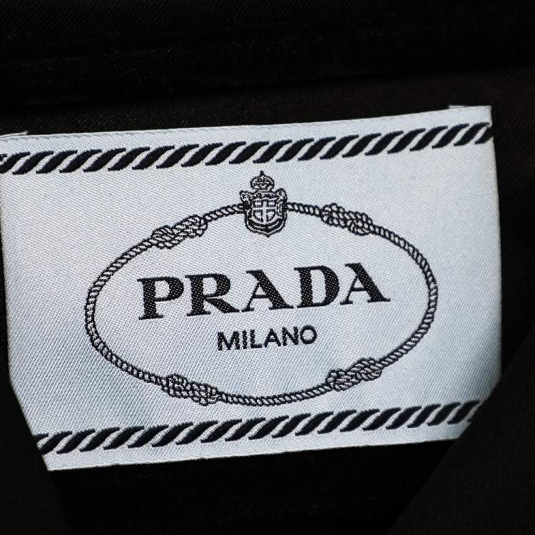 Pre Owned Prada Black Wool & Silk Embellished Detail Button Front Jacket M