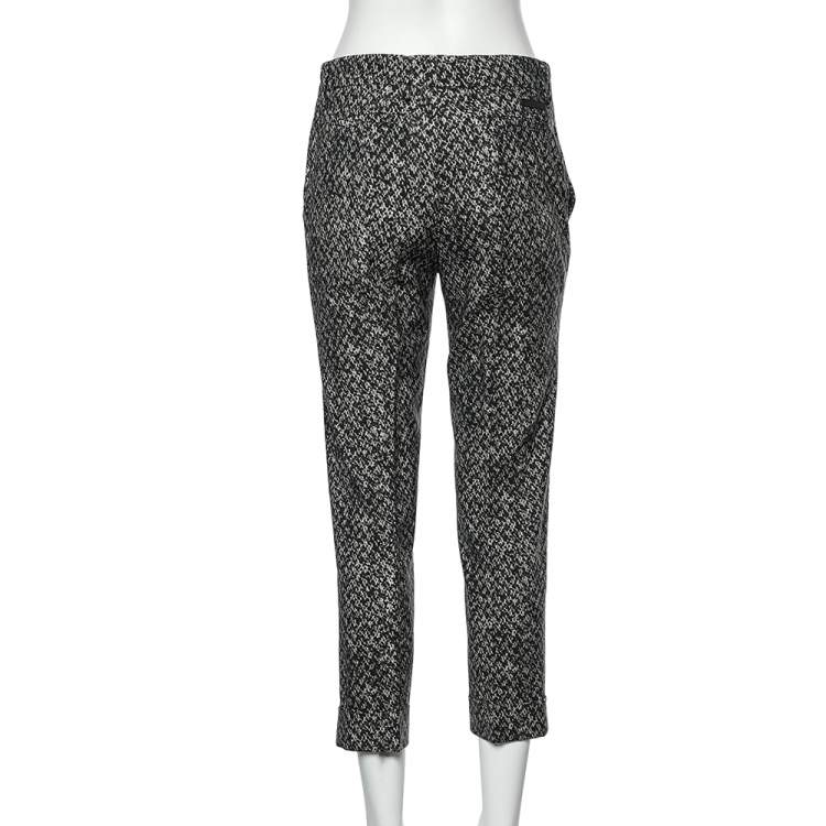 Pre Owned Prada Black Printed Wool Cropped Pants S