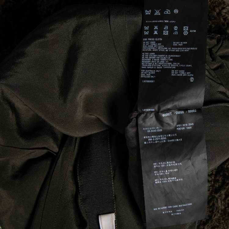 Pre Owned Prada Olive Green Floral Embroidered Wool Sleeveless Dress M