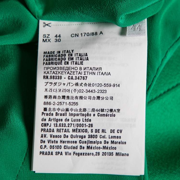 Pre Owned Prada Green Jersey Bead Embellished Neck Sleeveless Gown M