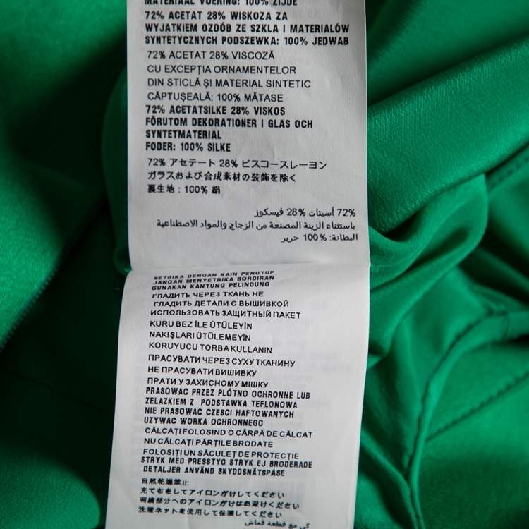 Pre Owned Prada Green Jersey Bead Embellished Neck Sleeveless Gown M