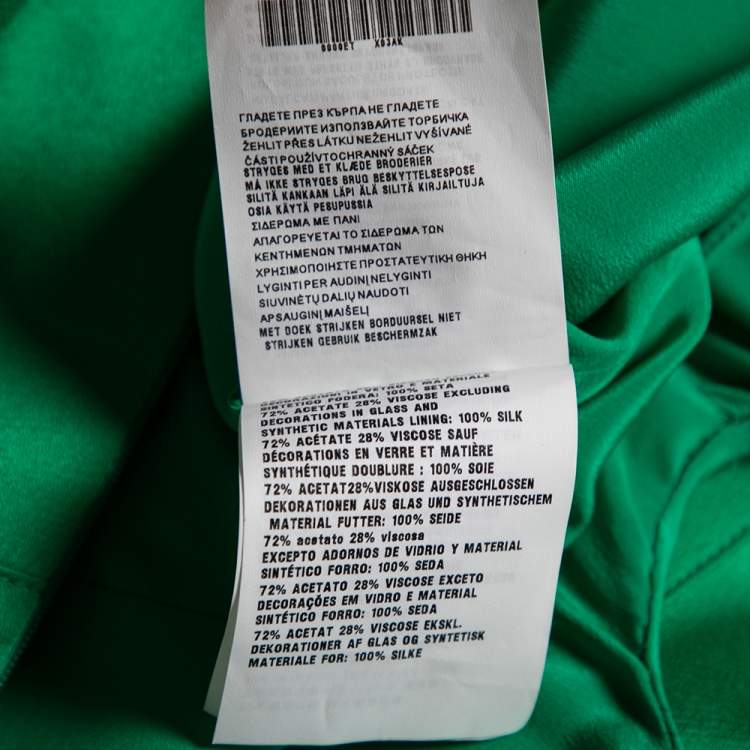 Pre Owned Prada Green Jersey Bead Embellished Neck Sleeveless Gown M