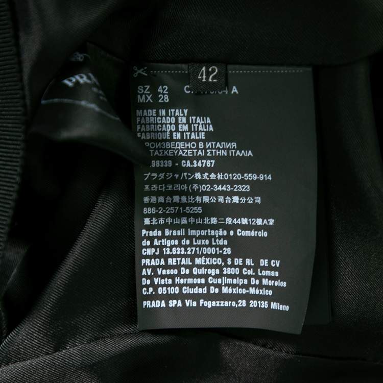 Pre Owned Prada Blue Wool & Silk Bead Embellished Short Sleeve Gown M