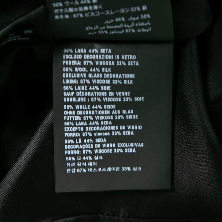 Pre Owned Prada Blue Wool & Silk Bead Embellished Short Sleeve Gown M