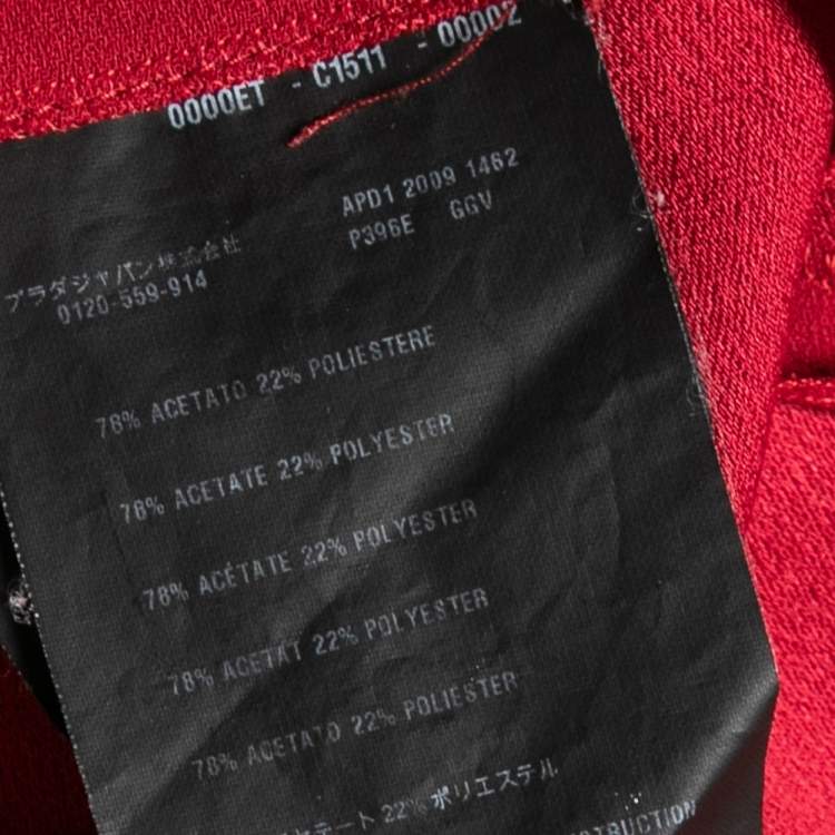 Pre Owned Prada Red Crepe Bow Detailed Sleeveless Dress M