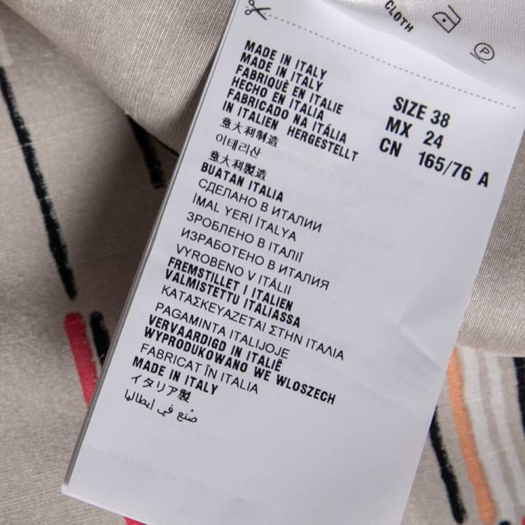 Pre Owned Prada Beige Printed Silk Long Sleeves Shirt S