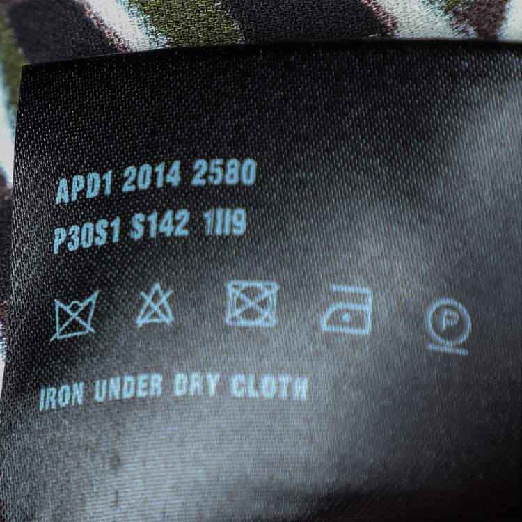 Pre Owned Prada Black Printed Crepe Asymmetric Hem Belted Midi Dress M