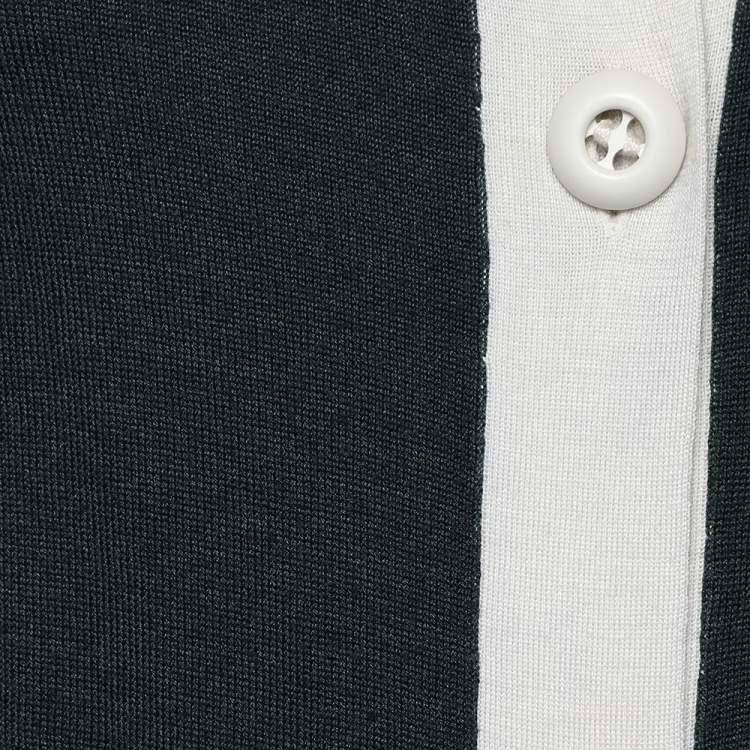 Pre Owned Prada Color Block Wool & Silk Knit Button Front Cardigan L