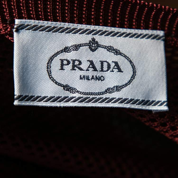 Pre Owned Prada Burgundy Open Knit Long Sleeve Top M