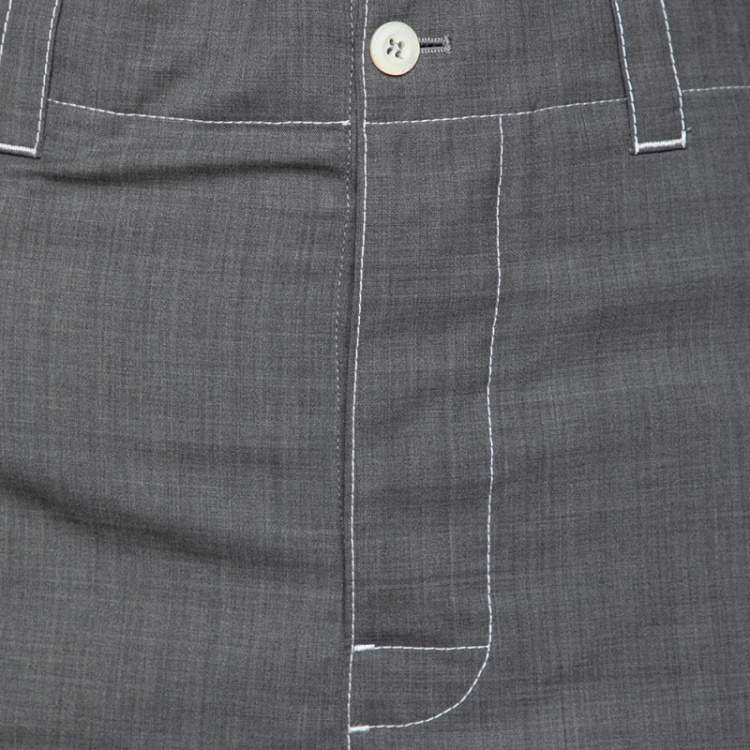 Pre Owned Prada Grey Wool Shorts M