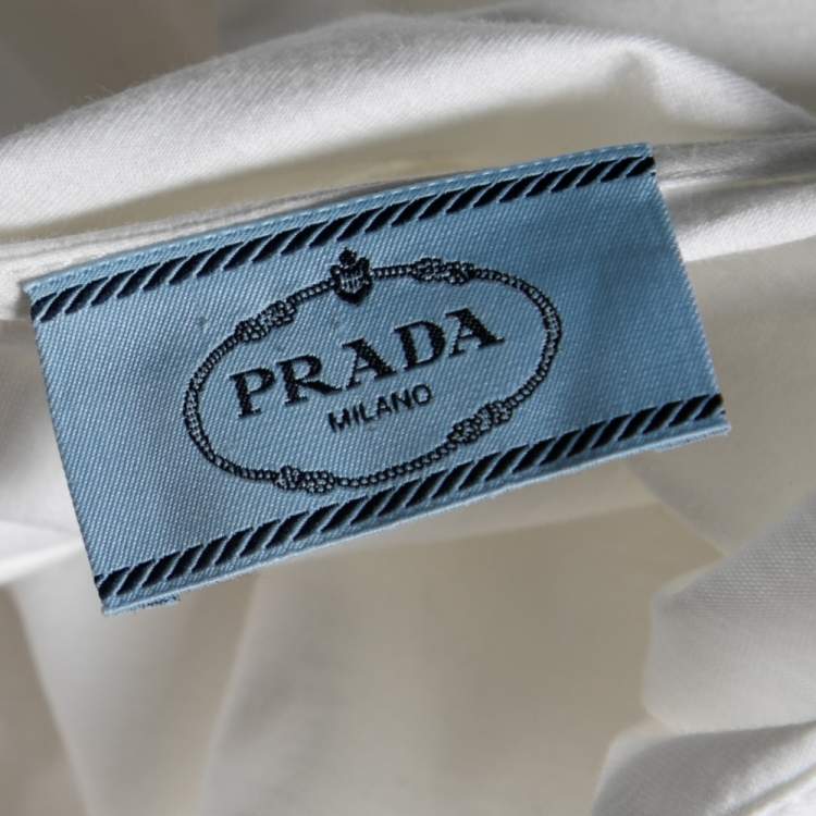 Pre Owned Prada White Cotton Pocket Detail Sleeveless Oversized Top S 