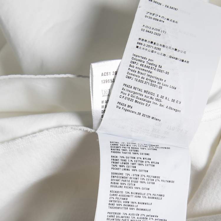 Pre Owned Prada White Cotton Paneled Drawstring Hem Detail Sleeveless Top M