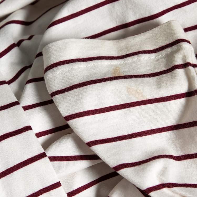 Pre Owned Prada Cream & Red Striped Cotton Long Sleeve T-Shirt L