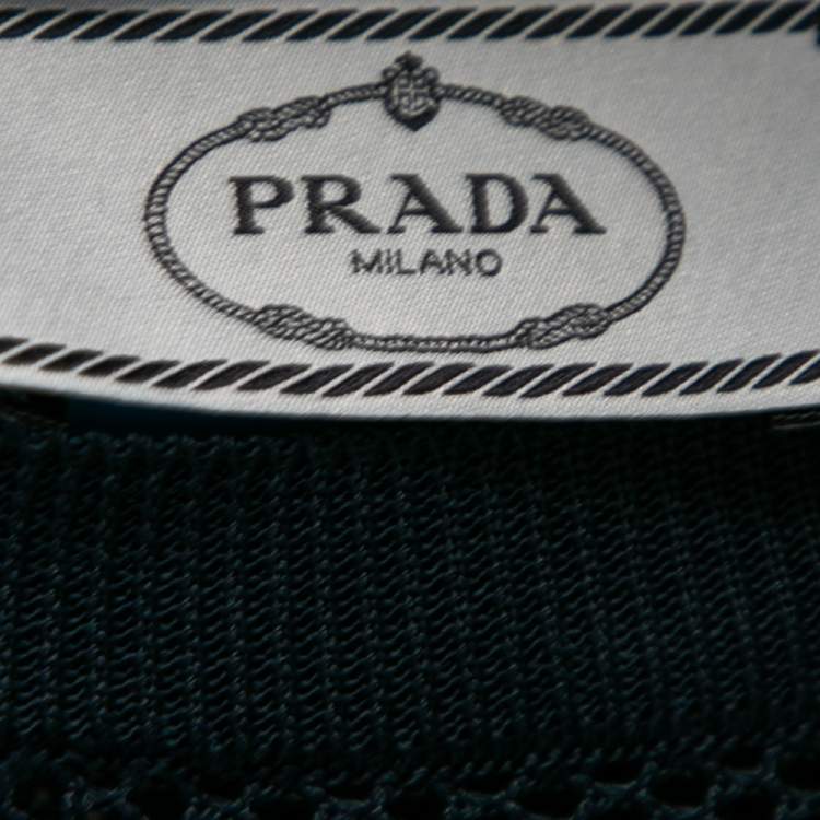 مملوكة مسبقًا Prada Blue Mesh Knit Long Sleeve T-Shirt M