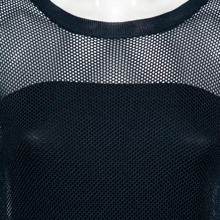 مملوكة مسبقًا Prada Blue Mesh Knit Long Sleeve T-Shirt M