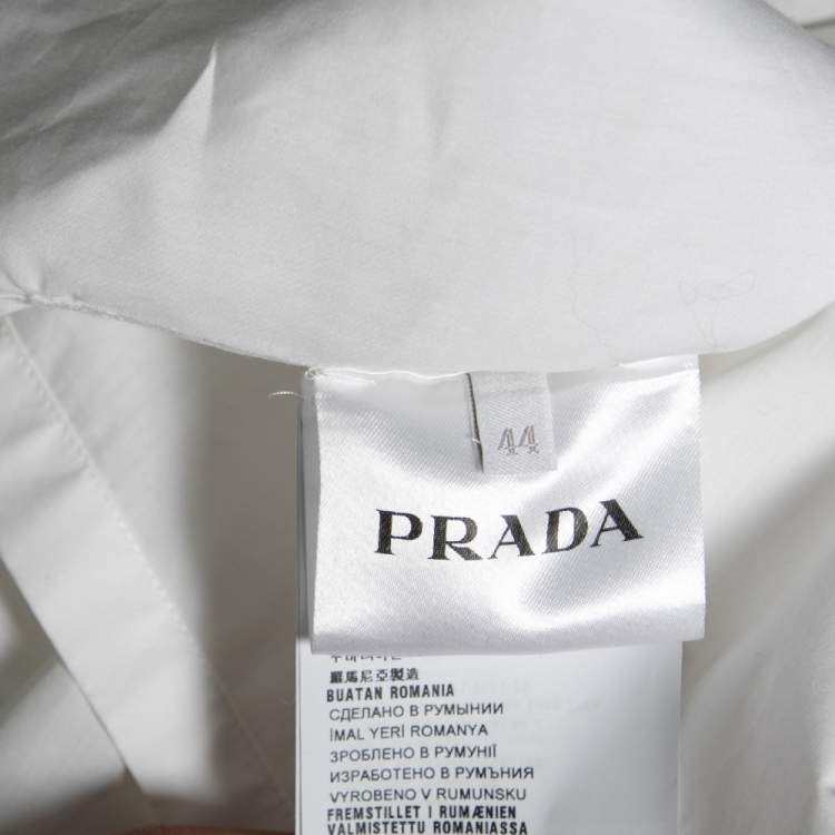 Pre Owned Prada White Cotton Pocket Detail Button Front Sleeveless Shirt M