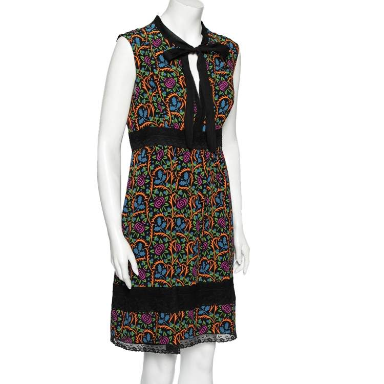 Prada X Holiday & Brown Multicolor Floral Print Silk Sleeveless Mini Dress  M Prada | TLC