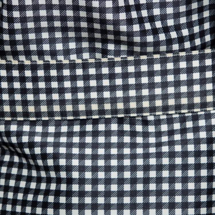 مملوكة مسبقًا Prada Monochrome Checkered Silk Zip Front Belted Coat M