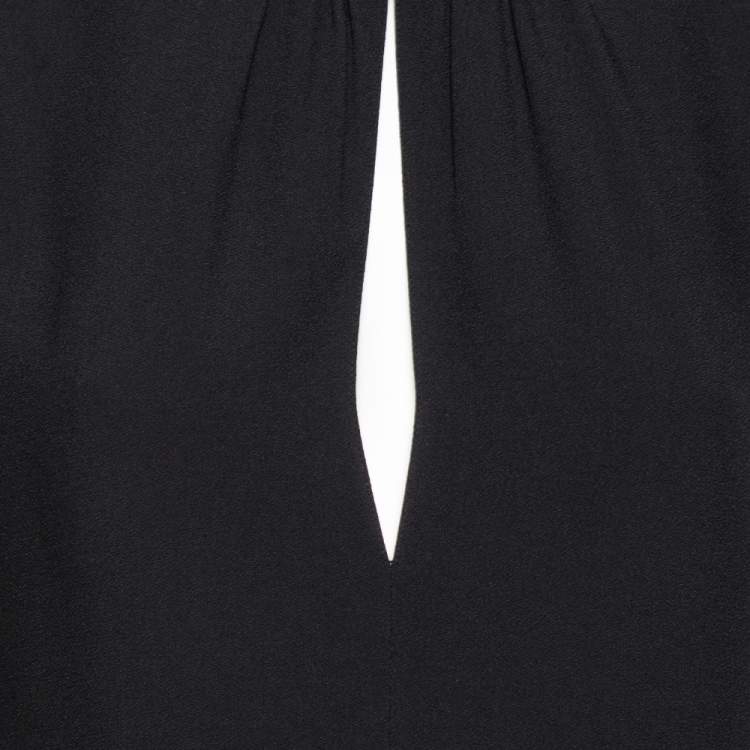 Pre Owned Prada Black Crepe Crystal Embellished Neck Cape Dress M 