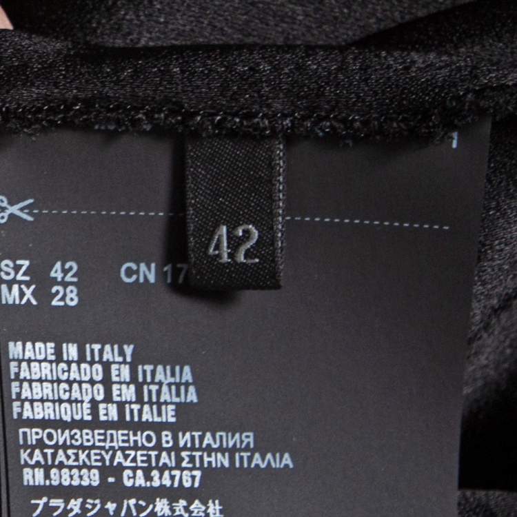 Pre Owned Prada Black Crepe Crystal Embellished Neck Cape Dress M 