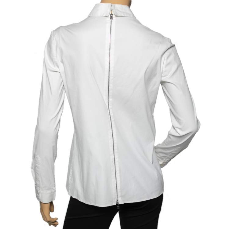 Pre Owned Prada White Cotton Long Sleeve Shirt M 