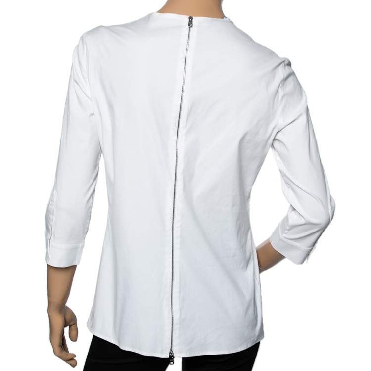 Pre Owned Prada White Cotton Round Neck Shirt M 