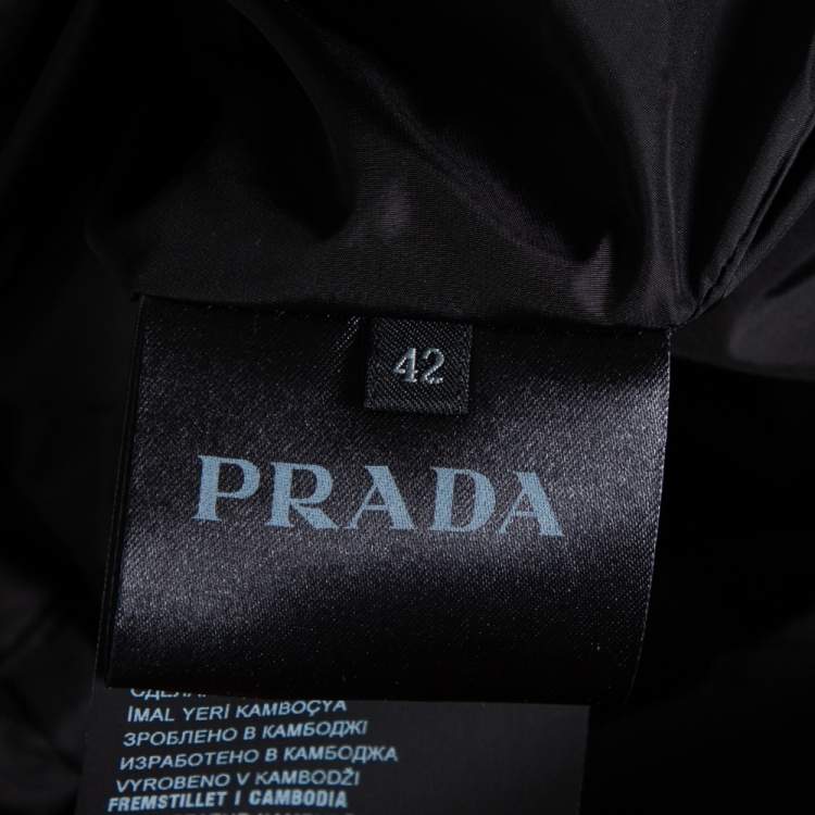 Pre Owned Prada Black Nylon Front Zip Bomber Jacket M