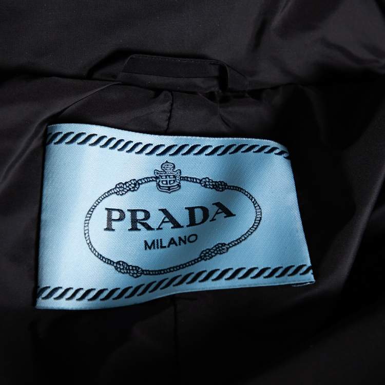 Pre Owned Prada Black Nylon Front Zip Bomber Jacket M
