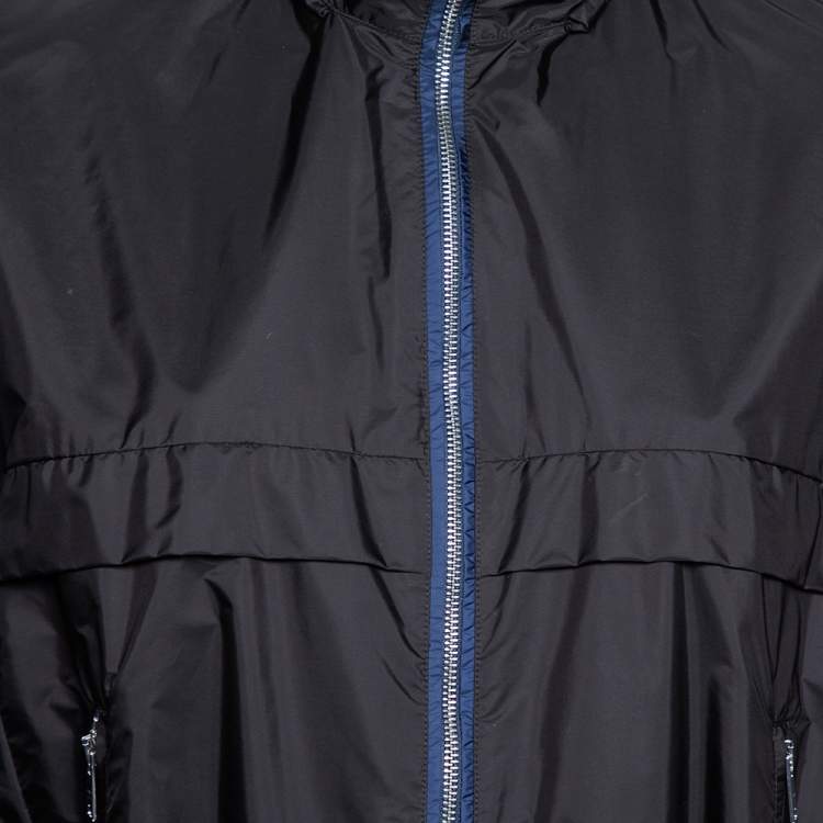 Pre Owned Prada Black Nylon Front Zip Bomber Jacket M