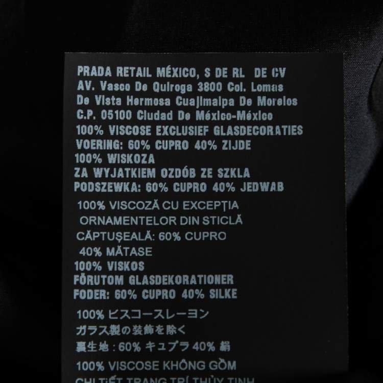 Pre Owned Prada Black Crepe Bead Embellished Sleeveless Dress M 