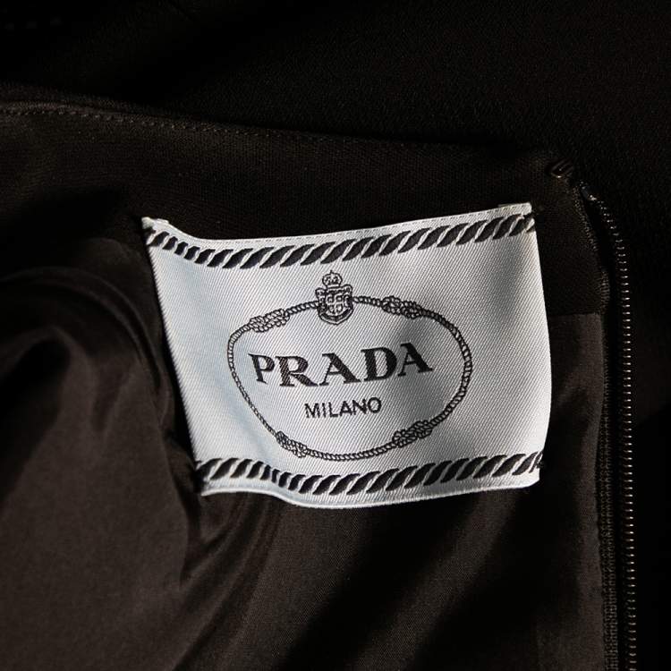 Pre Owned Prada Black Crepe Bead Embellished Sleeveless Dress M 