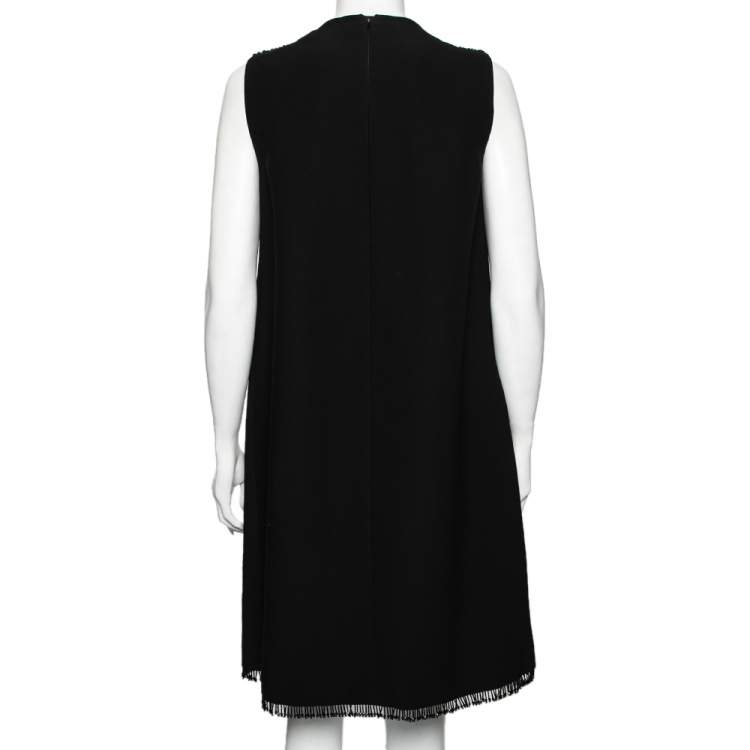 Pre Owned Prada Black Crepe Bead Embellished Sleeveless Dress M 