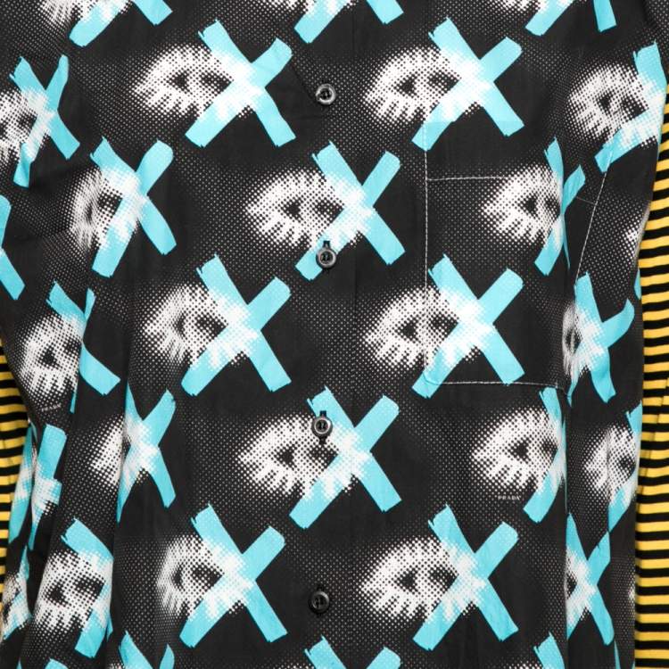 Pre Owned Prada Multicolor Cotton Printed Pocket Detail Button Front Shirt M 
