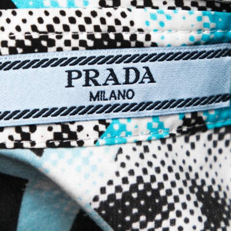 Pre Owned Prada Multicolor Cotton Printed Pocket Detail Button Front Shirt M 