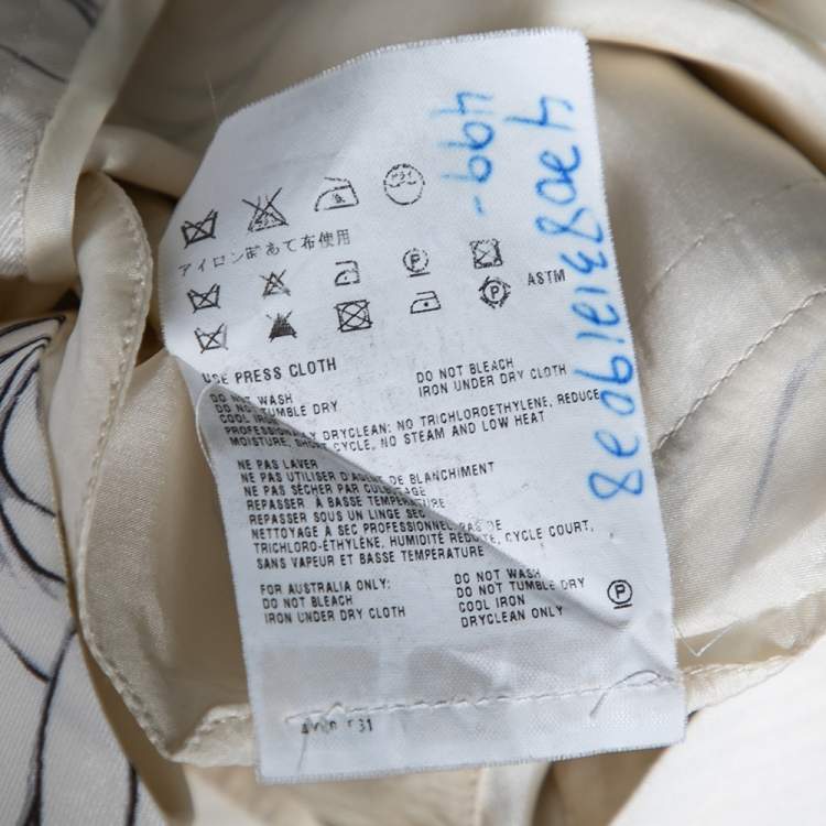 Pre Owned Prada Off White Fairy Printed Silk Pants S