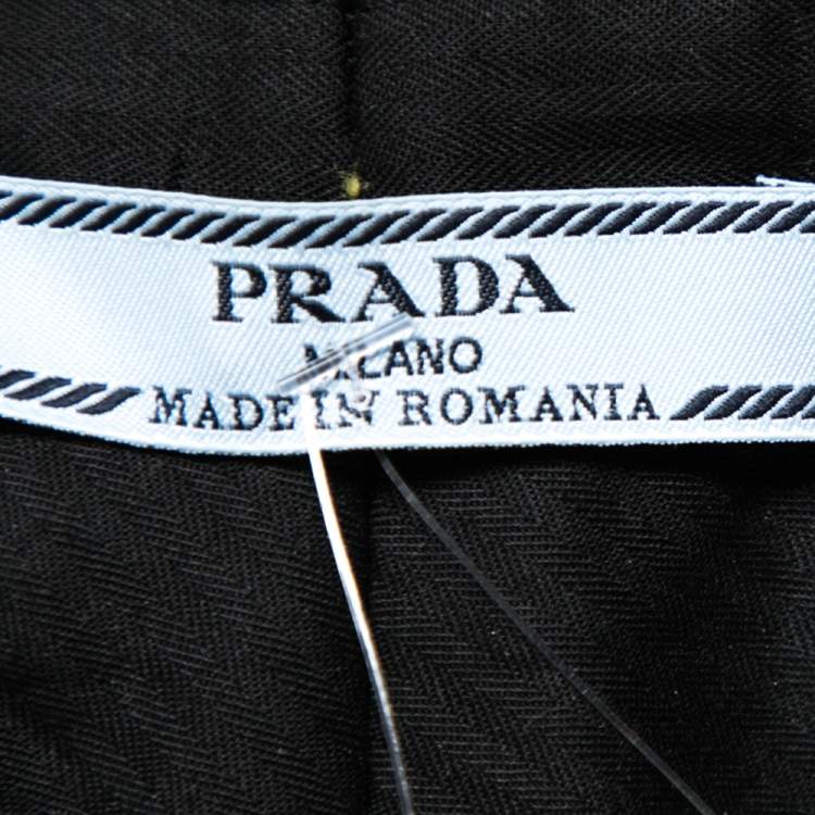 Pre Owned Prada Black Lipstick Printed Wool Trousers M
