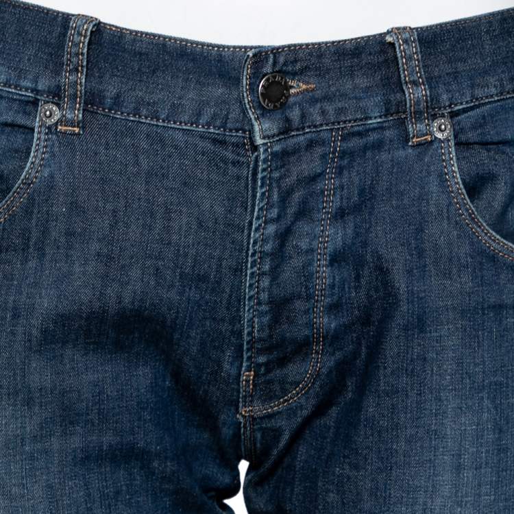 Pre Owned Prada Navy Blue Denim Tapered Leg Jeans L
