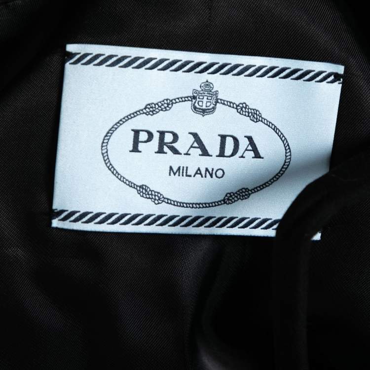 مملوكة مسبقًا Prada Black Wool Cold Shoulder Midi Coat M